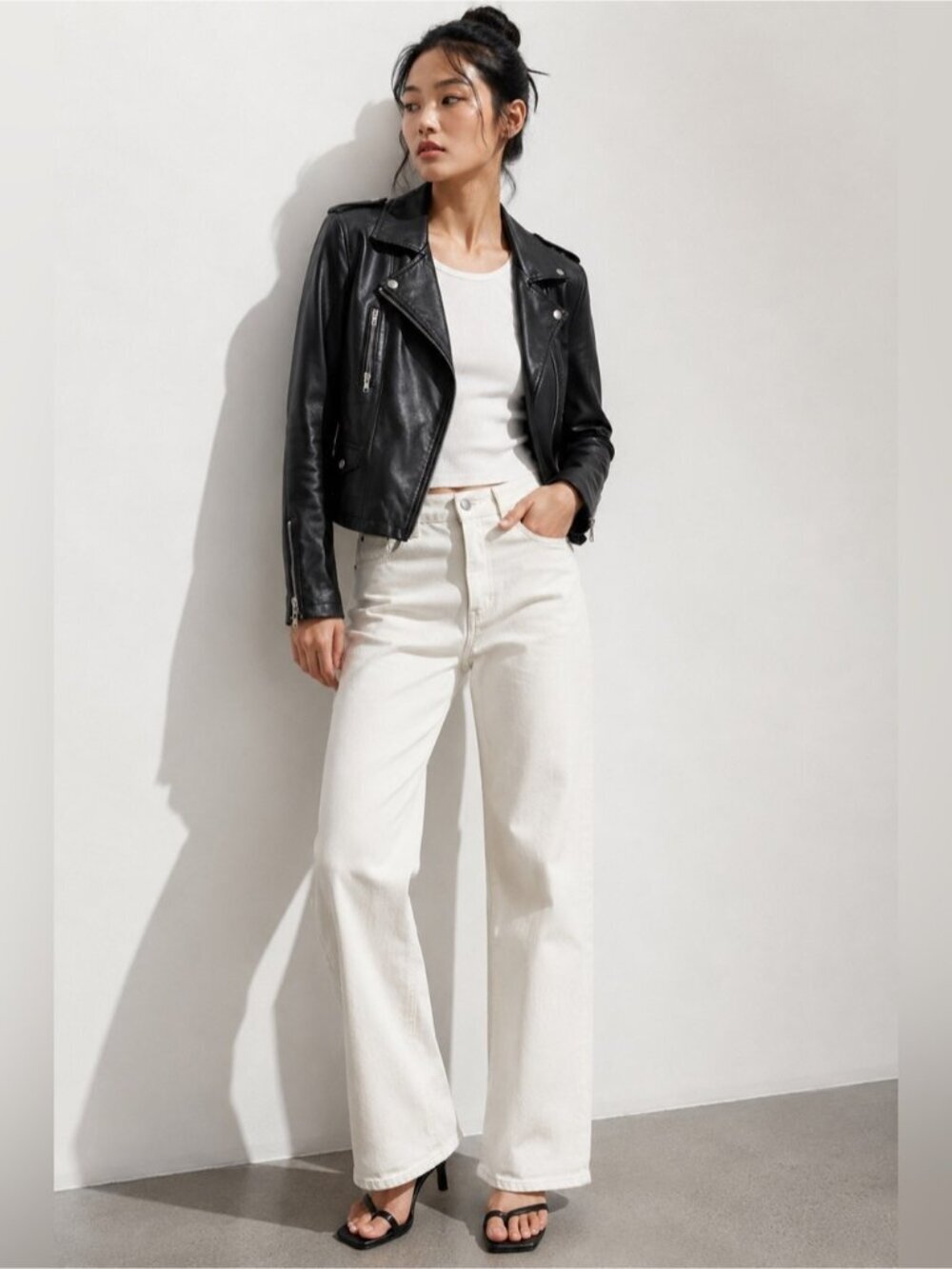 Forever 21 Black Faux Leather Moto Jacket – Size S